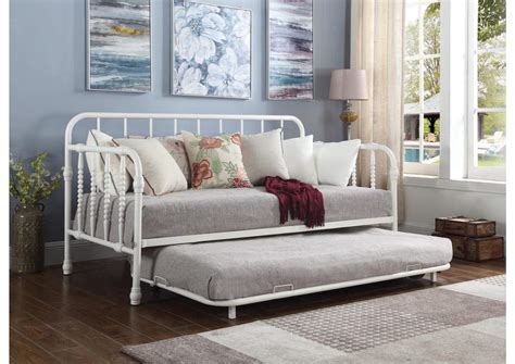 Marina Twin Metal Daybed with Trundle White — Beverly 